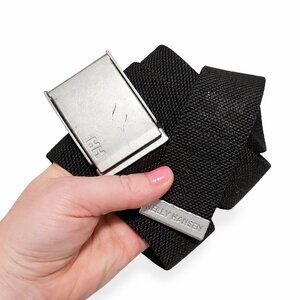 HELLY HANSEN Workwear Belt Nylon Canvas Logo Metal Clasp Black Silver Men's 38